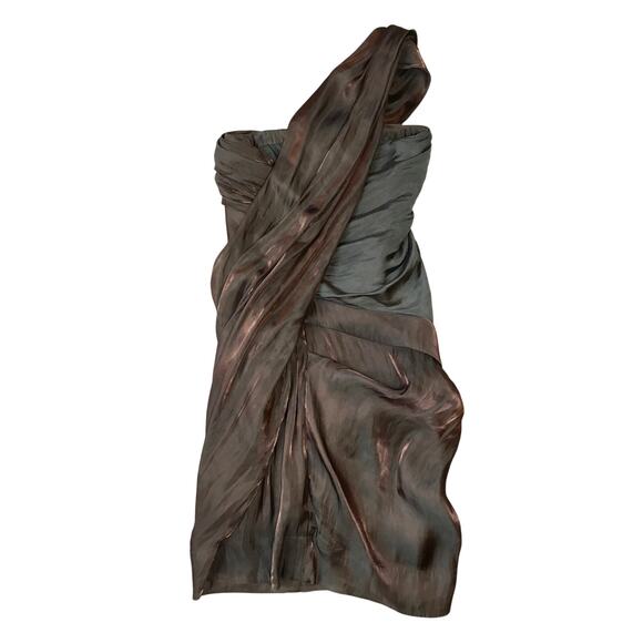 All Saints Spitalfields Gathered One Shoulder Party Dress 6 Iridescent - Picture 4 of 8